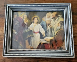 Christus im Tempel gerahmte Kunst Miniaturen Nr.302 H.P. Co Milwaukee Made in USA - Bild 1 von 8