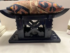 Blue Tribal Footstool With Kilim Pillow - Picture 1 of 7