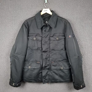 PEUTEREY Jacket Mens L Large 50 Black Goose Down Field Coat Military Collared - Picture 1 of 21