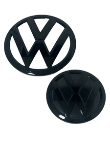 VW Transporter T6 T6.1 – Gloss Black Front Grille and Rear Badge Set - Picture 1 of 3