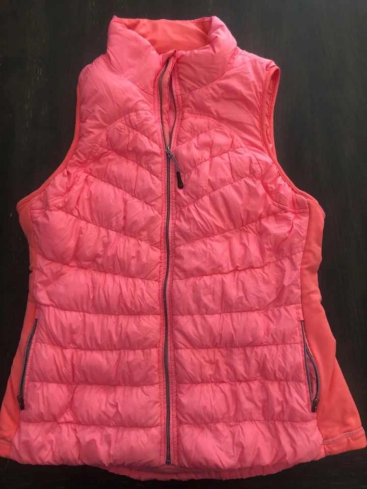 Mandarina Talla L Brillante Coral Puffer Chaleco Nieve Invierno Cálido Foto 1 de 4