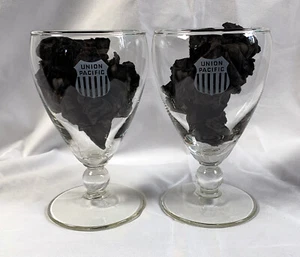 2 Union Pacific Railroad Stemmed Glasses 10 oz UPRR Etched Logo - Picture 1 of 3