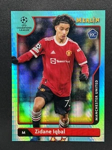 Zidane Iqbal 2022 Topps Merlin #98 RC Aqua Prism Refractor Manchester United - Picture 1 of 2