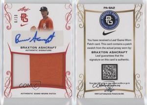 2017 Leaf Perfect Game National Showcase Red /10 Braxton Ashcraft Patch Auto