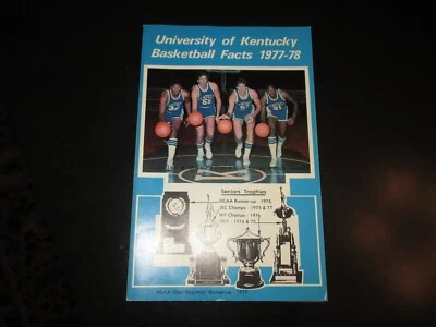 Datos de baloncesto masculino vintage 1977-1978 de la Universidad de Kentucky/guía de medios Foto 1 de 4