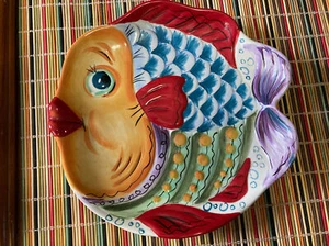 Dario Farrucci Handpainted Handcrafted Serving Platter Plate Nautical Decor 🐠 - Picture 1 of 5