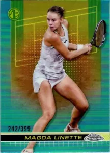 2024 Topps Chrome Tennis #61 Magda Linette /399 Aqua Refractor Card - Picture 1 of 2