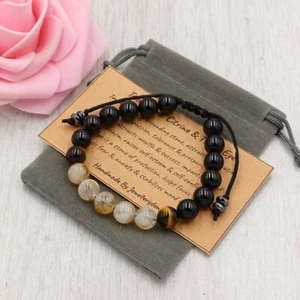 TOURMALINE, TIGERS EYE & CITRINE Crystal Healing Gemstone Handmade Bracelet - Picture 1 of 6