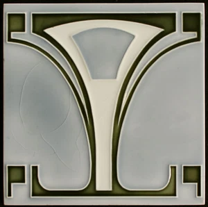Attractive Original  Art Nouveau tile C 1900 Boizenburg Geometric design - Picture 1 of 2