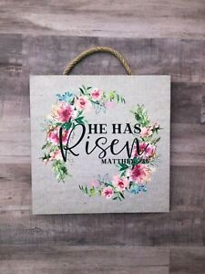 He is Risen. Easter Wooden Wall Sign.  Handmade in Ohio.  8"x8", P300