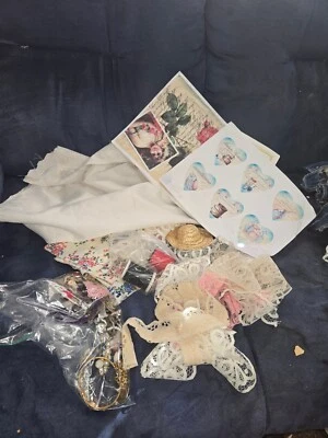 Lote Kit Punto Lento Botones Diario Chatarra Tela Encaje Joyería Vintage Efímera Foto 1 de 2