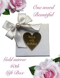 Women  Personalised 60th Gift  60th Present Earring Gift Boxed With Heart Mirror