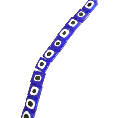 Glasperlen Lampwork Evil Eye Quadrate 10 mm blau 40 Perlen nenad-design N135 - Bild 1 von 4