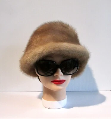 DE COLECCIÓN ELEGANTE SOMBRERO O GORRO DE PIEL DE VISÓN MARRÓN CLARO REAL 21" 3/4 ref: 99 Foto 1 de 4