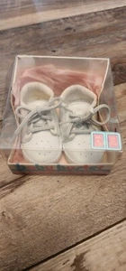 Buster Brown Vintage Baby Shoes White Leather - New in Box - Picture 1 of 4