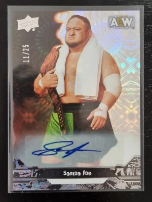 2023 AEW Samoa Joe PYRO AUTO /25 Trading Card Upper Deck #90181 - Image 1 of 2