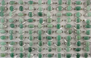 Wholesale Lady Rings Lots 40pcs Mixed Green Natural Stone Jewelry Fashion Ring - Picture 1 of 8