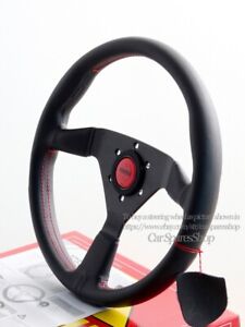 MOMO MonteCarlo 350mm 14' Genuine Leather Thickened Spoke Steering Wheel-Red