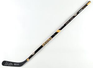 Adam Oates Signed Boston Bruins Logo Hockey Stick Ins "HOF 12" (Schwartz COA)