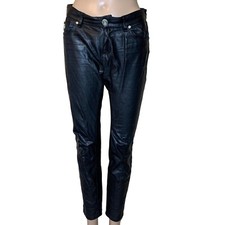 Pierre Balmain Skinny Moto Biker Jeans Pants Women's Sz 26/30 Black