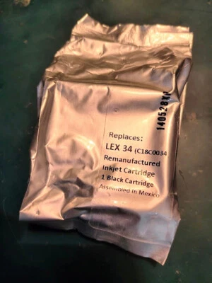 Replacement for Lexmark Lex 34 Black Ink Cartridge Sealed Pouch - Image 1 of 2