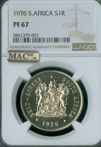 1976 SOUTH AFRICA SILVER 1 RAND NGC PF67 MAC  SPOTLESS * - Picture 1 of 2