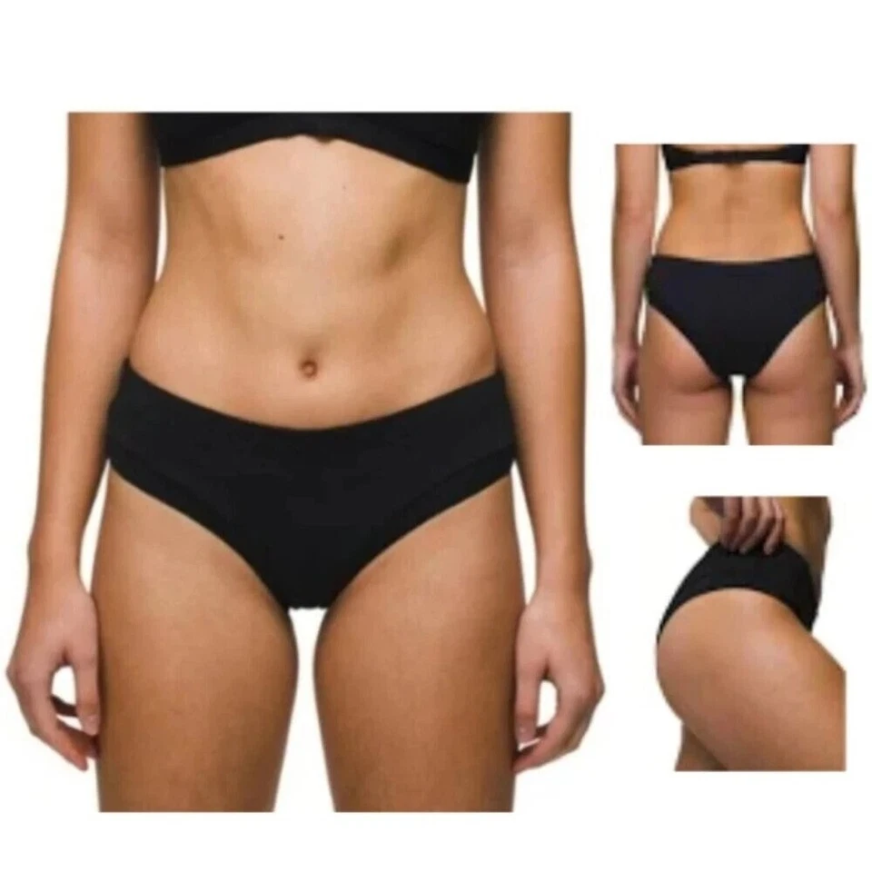 Prana Upswell Bikini Bottom Women's Small Solid Black Swimsuit Beach Vacation