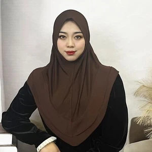 One Piece Amira Women Hijab Prayer Scarf Muslim Turban Khimar Headscarf Stoles - Picture 1 of 96