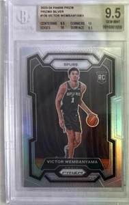 Victor Wembanyama Panini Prizm Silver Prizms RC-BGS 9,5 2023-24 gema como nueva con años 10 - Imagen 1 de 2