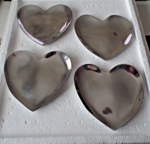 NEW***POTTERY BARN 5" HEART PLATES Lot 4 Aluminum silver!! - Picture 1 of 4