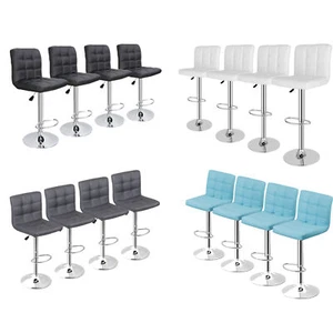 Bar Stools Set of 4 PU Leather Adjustable Swivel Barstools Kitchen Counter Stool - Picture 1 of 37