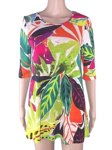 Giorgio Kauten Womens Short Dress Size 46 XL Blouse 3/4 Sleeve Mini Floral - Picture 1 of 11