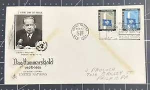 Secretary General Dag Hammarskjold FIRST DAY COVER United Nations 1962 2 Stamps - Picture 1 of 1