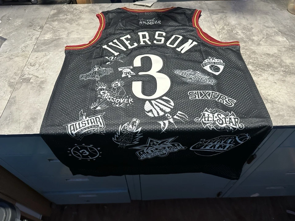 Camiseta deportiva Allen Iverson The Answer Philadelphia 76ers Sixers negra grande nueva con etiquetas para hombre Foto 1 de 3
