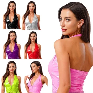 Women Vest Street Style Top V Neck Tank Sexy T-Shirt Party Clubwear Modern Pu - Picture 1 of 84