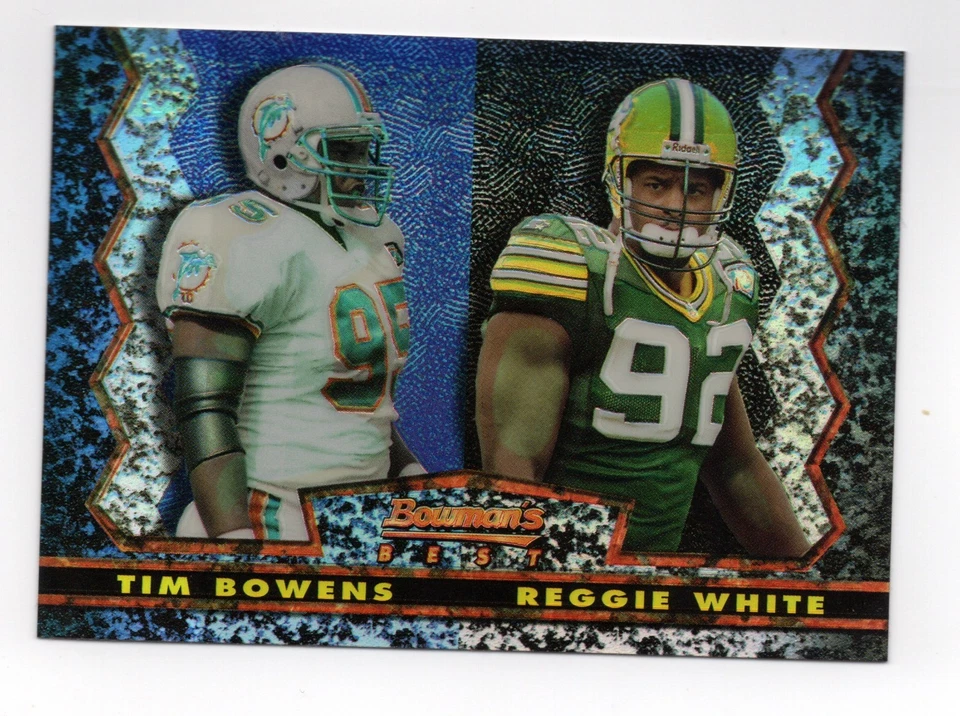 1995 Bowman's Best Tim Bowens / Reggie White Refractor Card #21 Packers Dolphins - Image 1 of 1