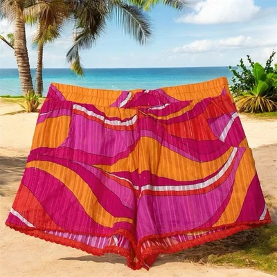 Pantalones cortos Trina Turk para mujer Vivid Vista con flecos talla grande nuevos sin etiquetas Foto 1 de 4