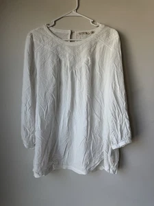 Soft Surroundings Women’s Tunic Top XL White Long Sleeve Boho Embroidered - Picture 1 of 8