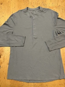 Lululemon Shift Stitch Manica Lunga Henley Uomo Taglia Med Grigio Waffle Maglia Termica - Foto 1 di 7