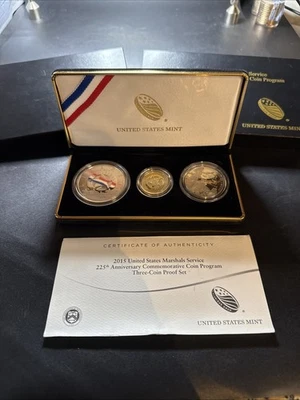 2015 United States Marshals Service 225th Anniversary Three Coin Proof Set w/COA - Image 1 of 4