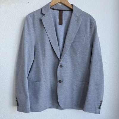 Eleventy Knit Blazer Mens 50 Gray Italian Cotton Nylon Stretch Jacket $395 - Image 1 of 4