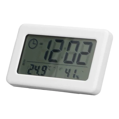White Electronic Clock With Thermometer Ultra-Thin Design Battery Powered - Image 1 of 4