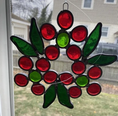"Corona de Navidad hecha a mano para atrapasoles de vitral 6"" X 6""" Foto 1 de 2