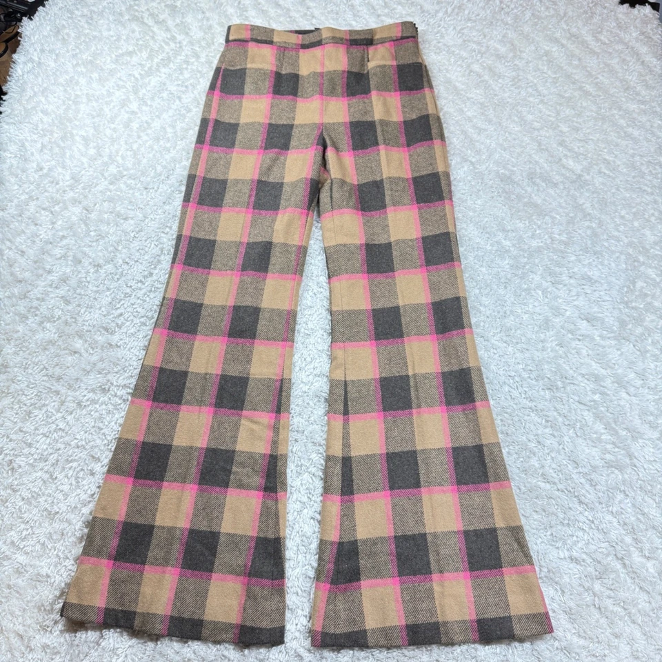 Just Cavalli Roberto Pants 42 Women's Plaid Wool Blend Bell Bottom Mod Retro Y2K - Image 1 of 4