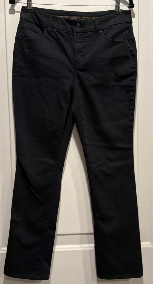 *Chico's So Slimming Girlfriend Pantalones de mezclilla de pierna recta negros para mujer talla 2S/00S Foto 1 de 4