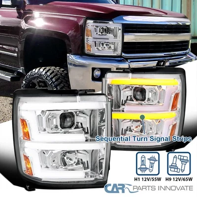 Fit 15-19 Chevy Silverado 2500/3500HD Projector Headlights LED Sequential Signal Foto 1 de 4
