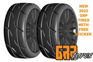 GRP GTX03-XM7 1:8 GT New Treaded MediumHard (2) Black 20 Spoke Rubber Tires - Picture 1 of 9