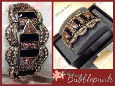 Bracelete HEIDI DAUS Art Deco preto brilhante/champanhe cristais Swarovski - Imagem 1 de 4