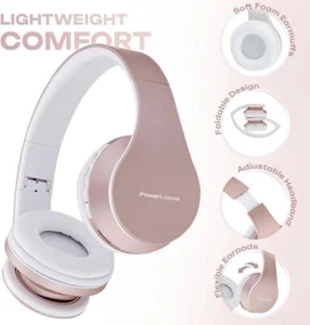 PowerLocus Kids Bluetooth Over-Ear Headphones w/Case, LG IPAD~ Rose Gold ~ New - Picture 1 of 9
