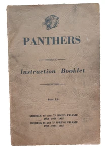 Panther Motorcycle 65 & 75 Original Instruction Book 1953-1955 Free UK Postage - Picture 1 of 6